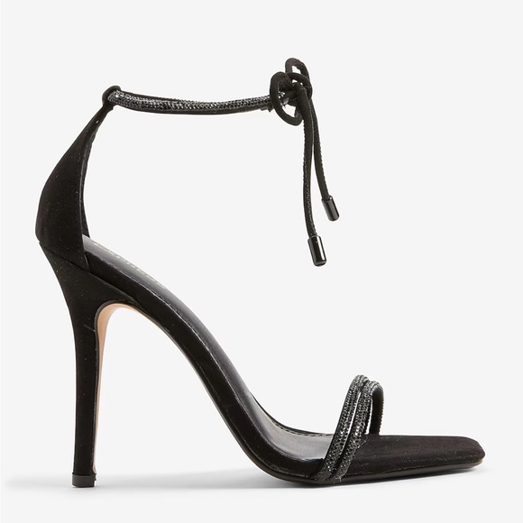 Express Women Embellished Tubular Ankle Tie
Heeled Sandals Size 9 color Black - Picture 1 of 7